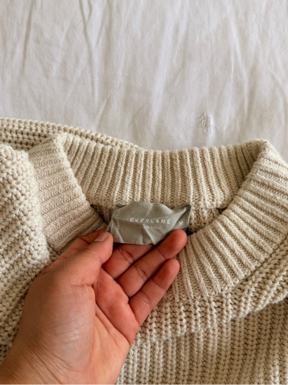 Everlane cream knit sweater Sz M - Picture 6 of 7